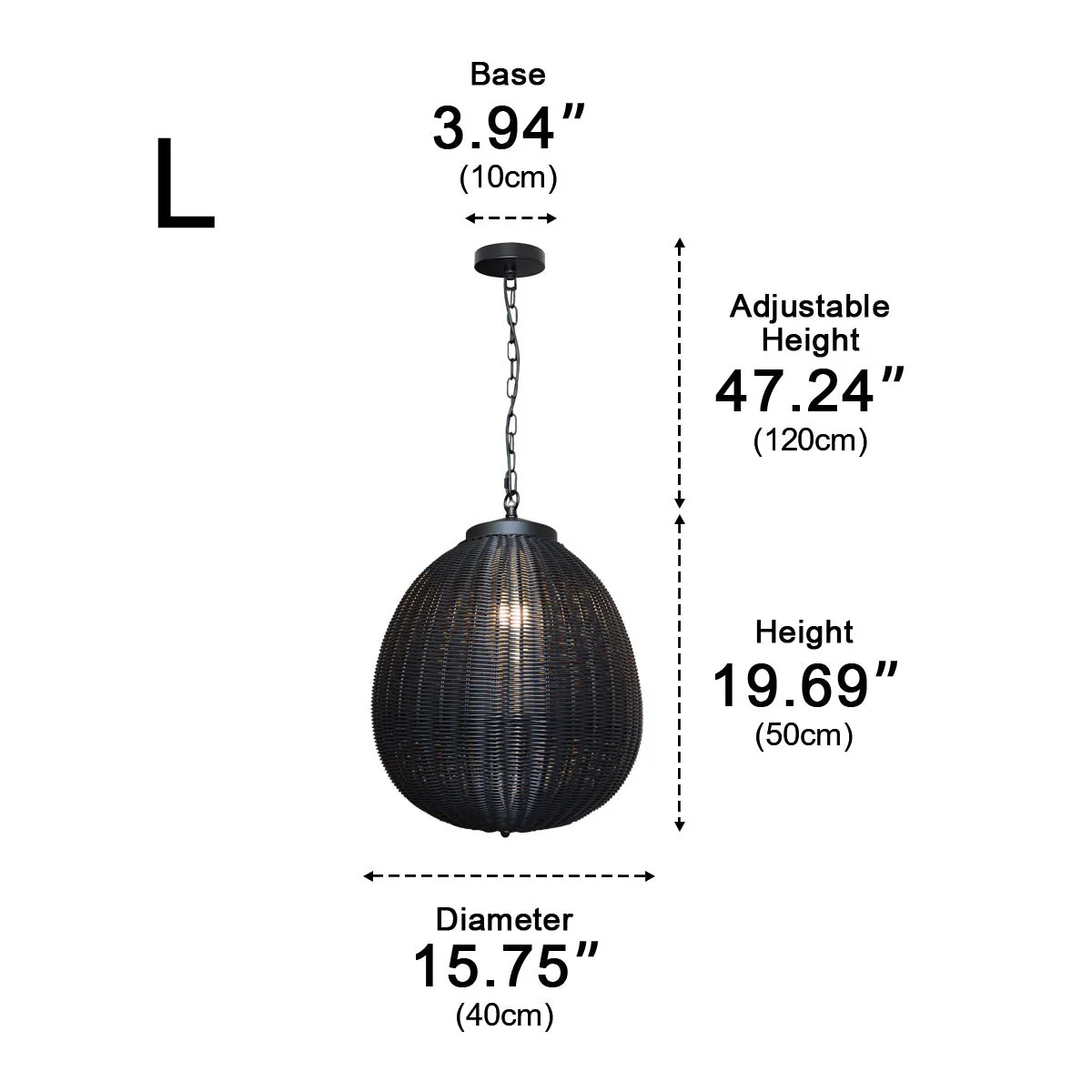 Waterproof Round Rattan Outdoor Lanterns Pendant Lights - Image 14