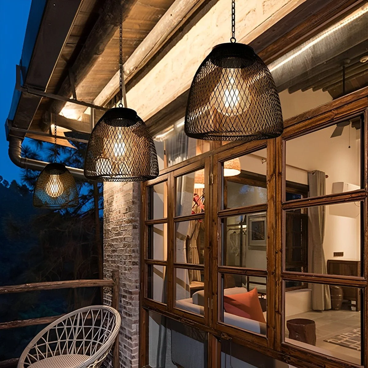 Waterproof Solar Bell Rattan Outdoor Lanterns Pendant Lights - Image 3