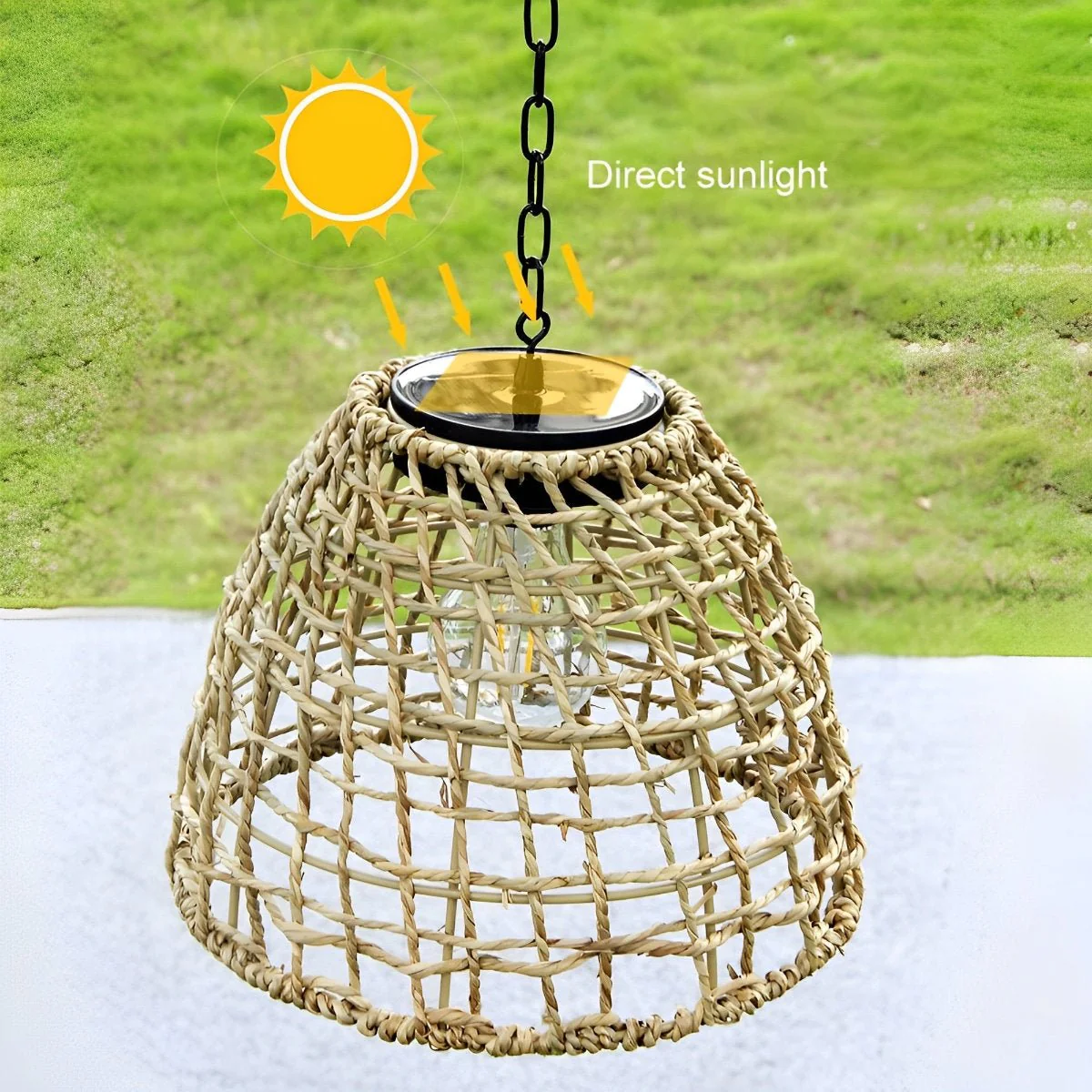 Waterproof Solar Bell Rattan Outdoor Lanterns Pendant Lights - Image 6