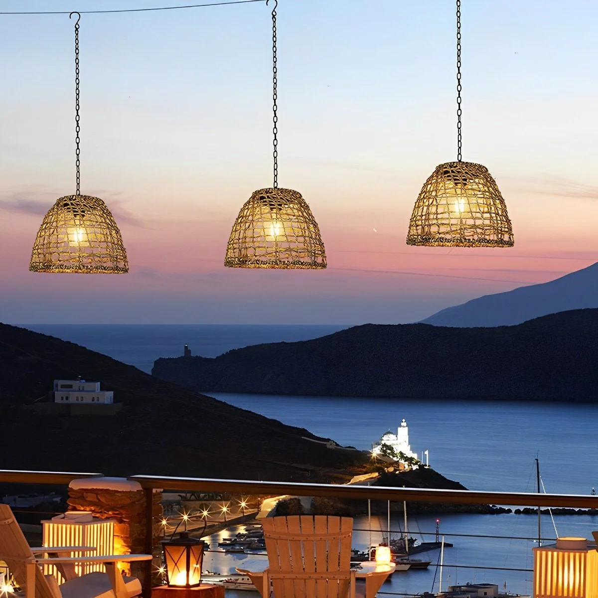 Waterproof Solar Bell Rattan Outdoor Lanterns Pendant Lights - Image 7