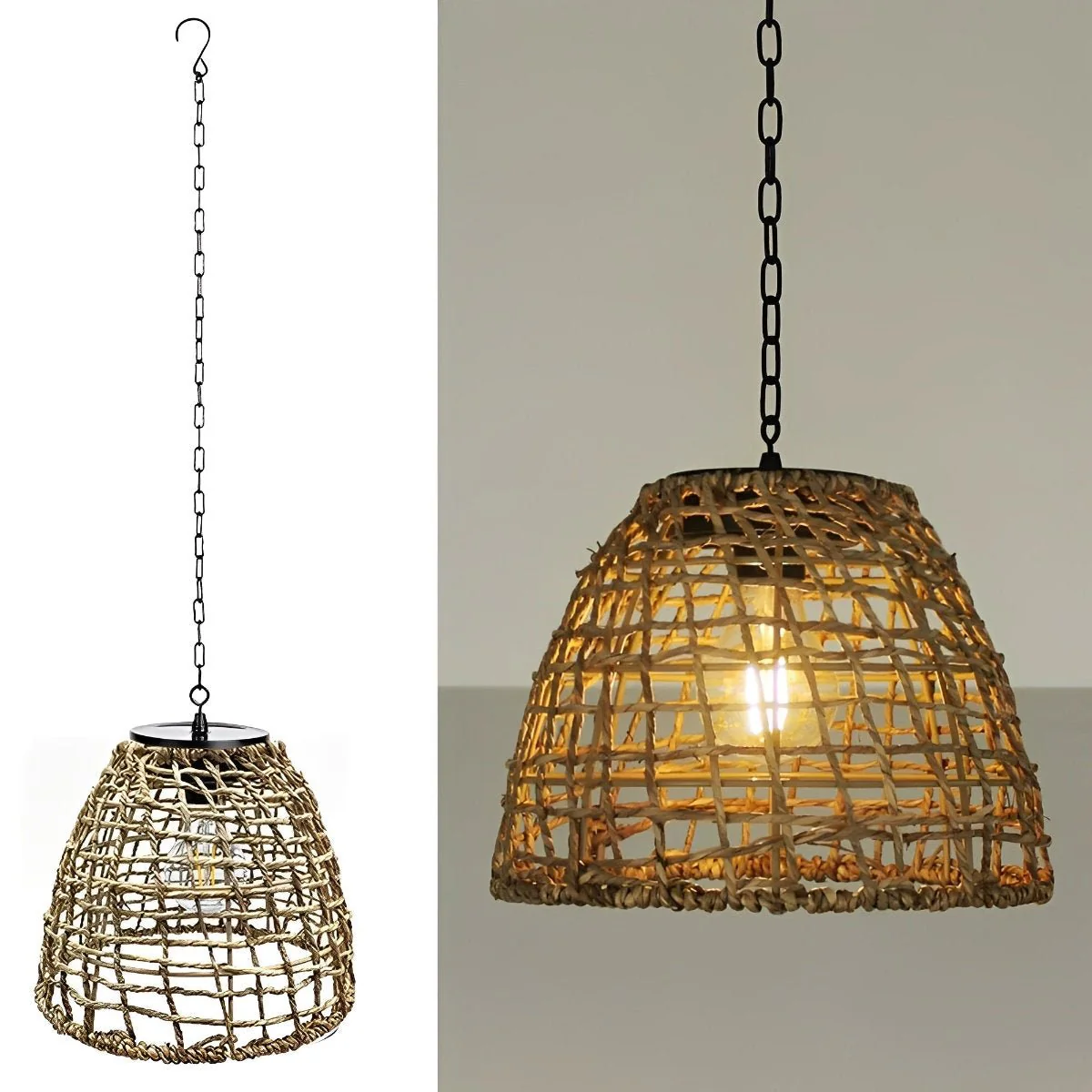 Waterproof Solar Bell Rattan Outdoor Lanterns Pendant Lights - Image 9