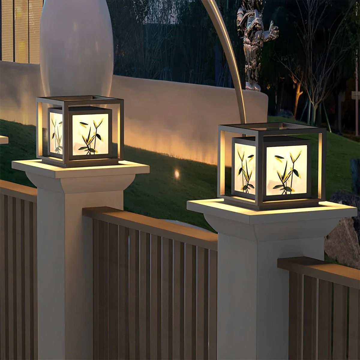 Waterproof Enamel Ice Cracked Glass Outdoor Post Lights - Image 2