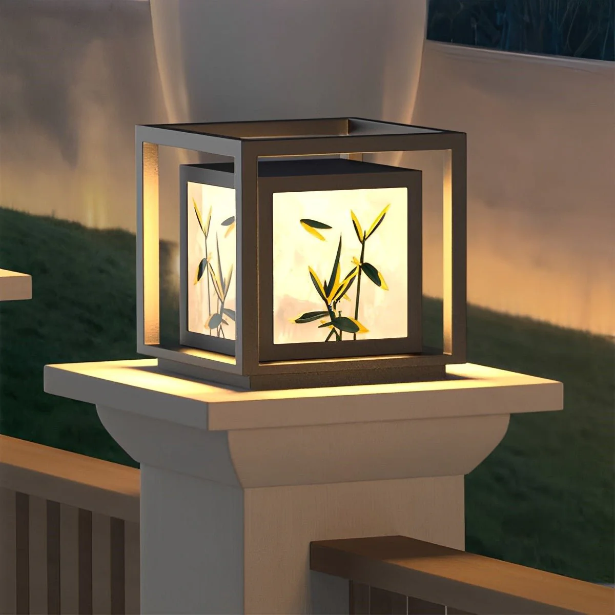 Waterproof Enamel Ice Cracked Glass Outdoor Post Lights - Image 3