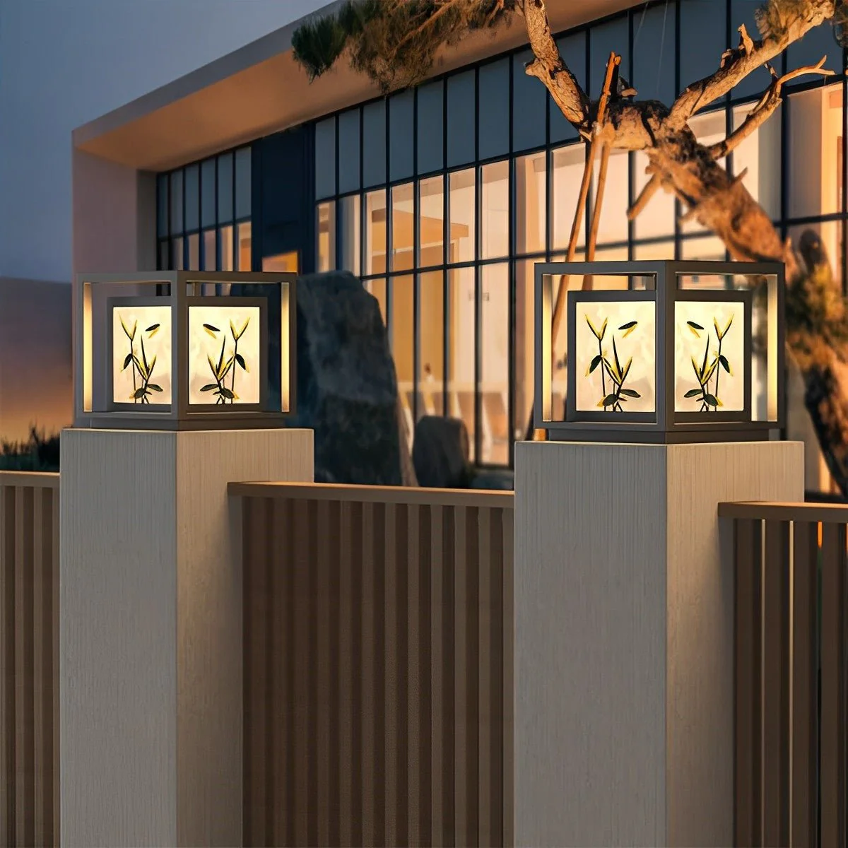 Waterproof Enamel Ice Cracked Glass Outdoor Post Lights - Image 4