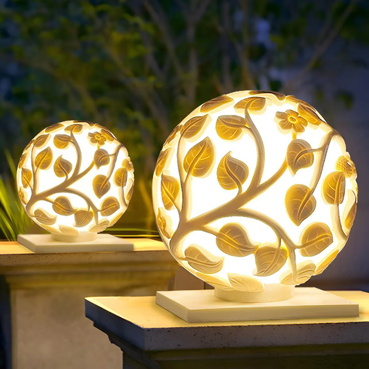 Waterproof Globe Hollow Leaves LED Outdoor Post Lights - Image 3