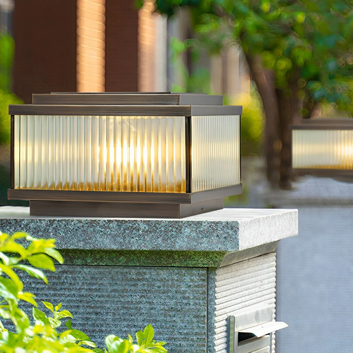 Waterproof Vintage Copper Square LED Outdoor Post Lights - Image 3