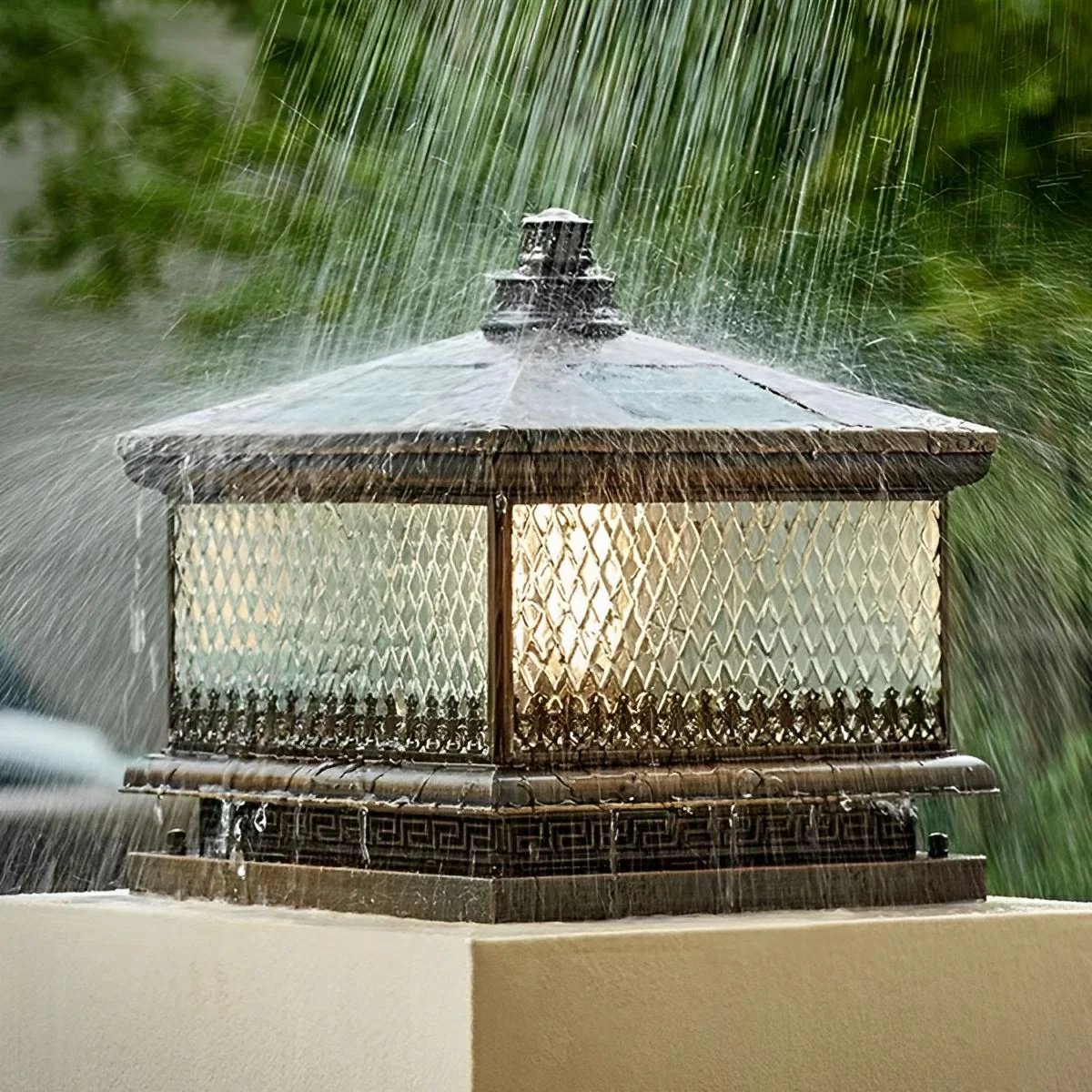 Waterproof Vintage Copper Tower LED Outdoor Post Lights - Image 3