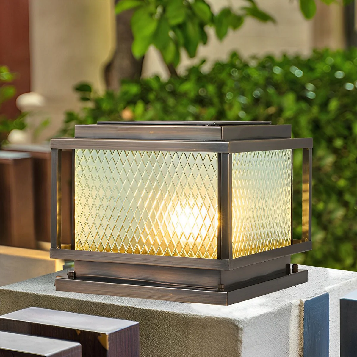 Waterproof Vintage Square Copper LED Outdoor Post Lights - Image 2