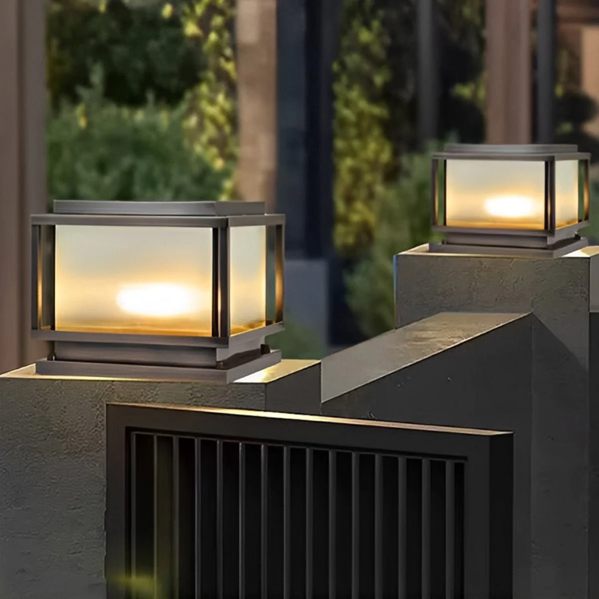 Waterproof Vintage Square Copper LED Outdoor Post Lights - Image 3