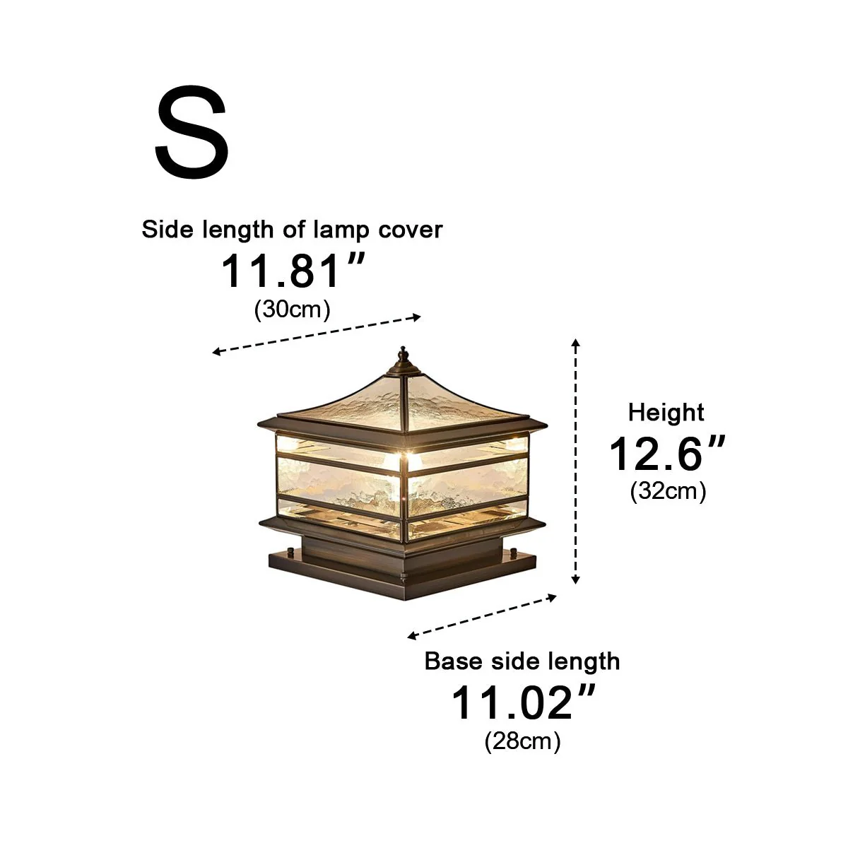 Waterproof Glass Copper Vintage Outdoor Fence Post Lights Pillar Light Column Lamp - Image 14