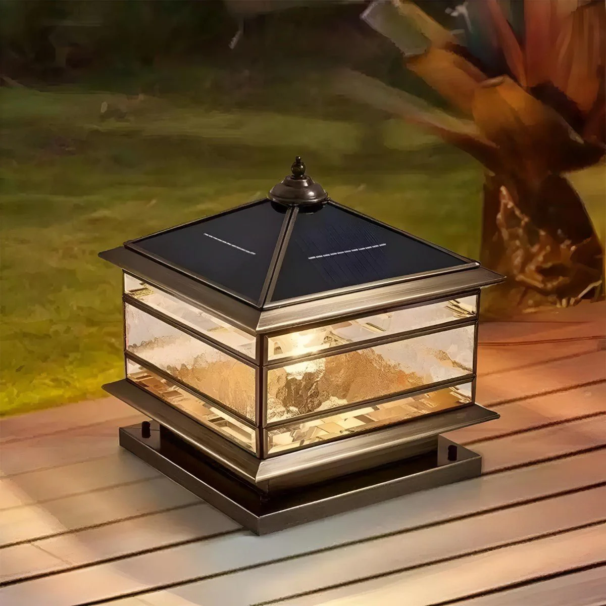Waterproof Glass Copper Vintage Outdoor Fence Post Lights Pillar Light Column Lamp - Image 4