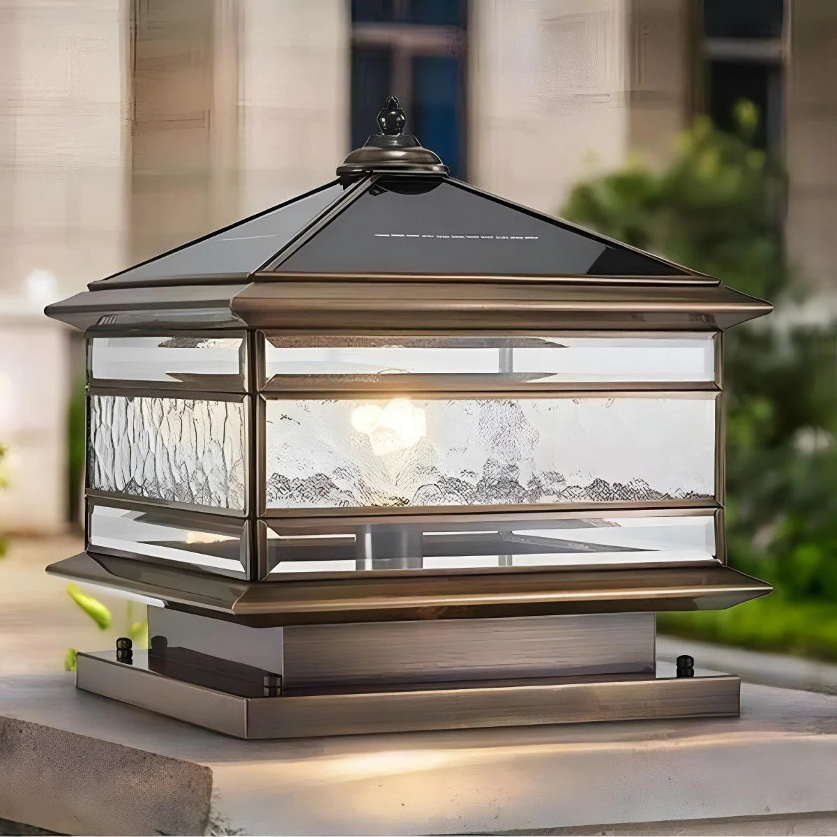 Waterproof Glass Copper Vintage Outdoor Fence Post Lights Pillar Light Column Lamp - Image 8