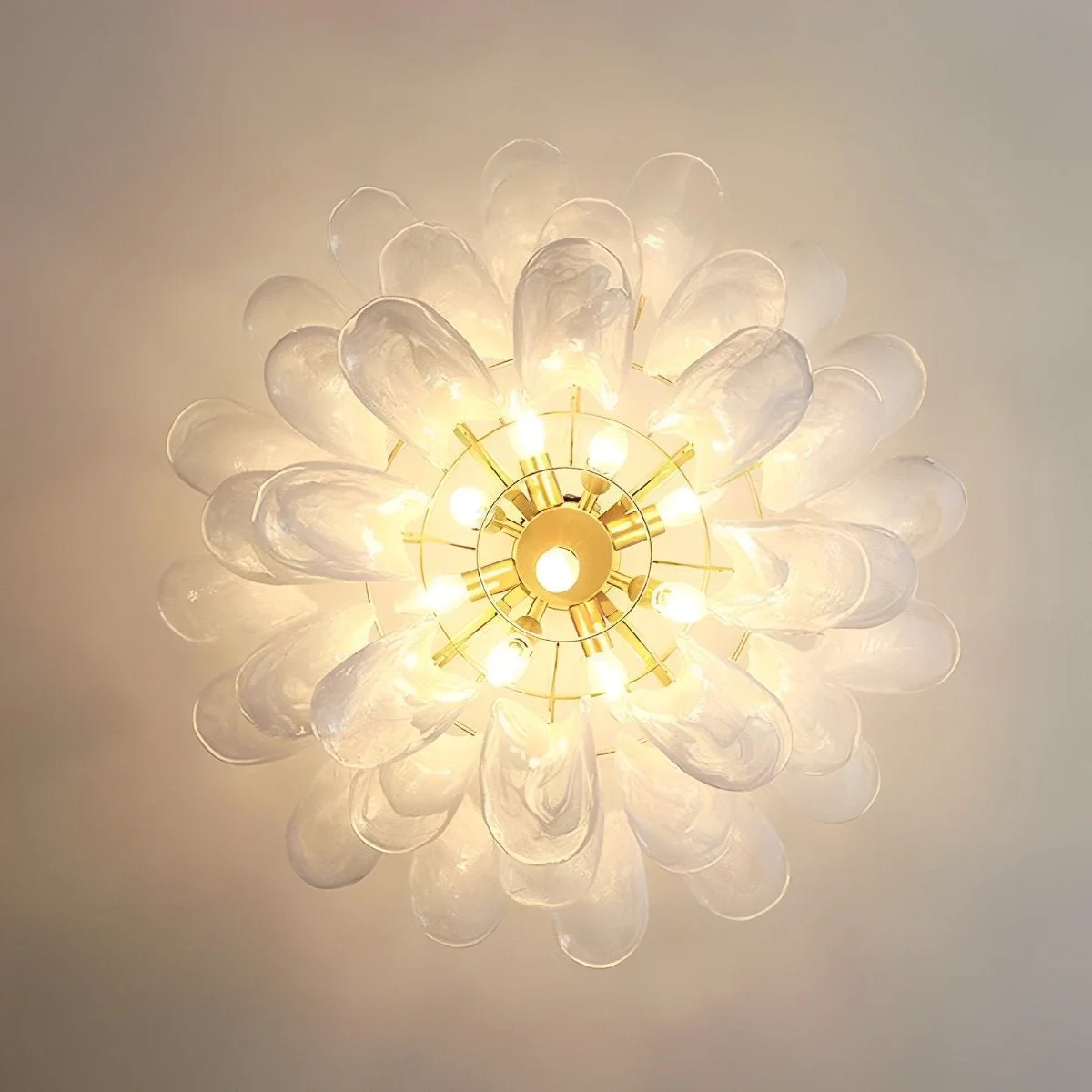 White Luxury Glass Feather Chandelier Light - Image 3