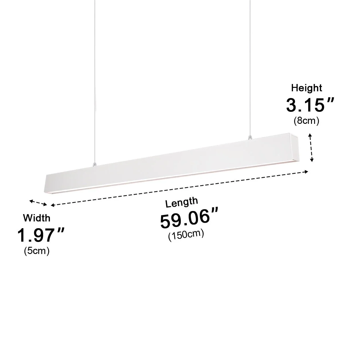 White Modern Minimalist Linear LED Long Strip Office Ceiling Pendant Lights - Image 10