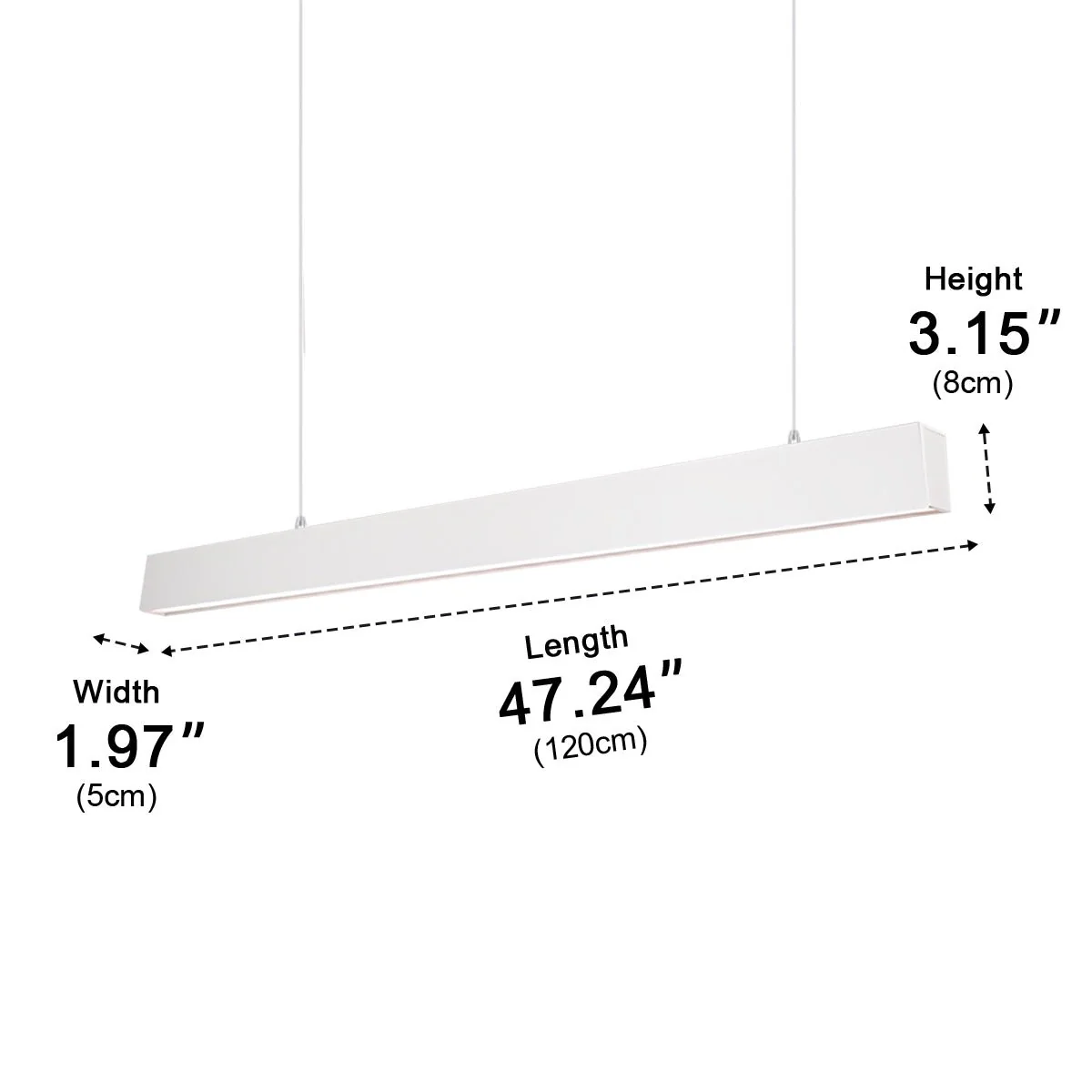White Modern Minimalist Linear LED Long Strip Office Ceiling Pendant Lights - Image 8
