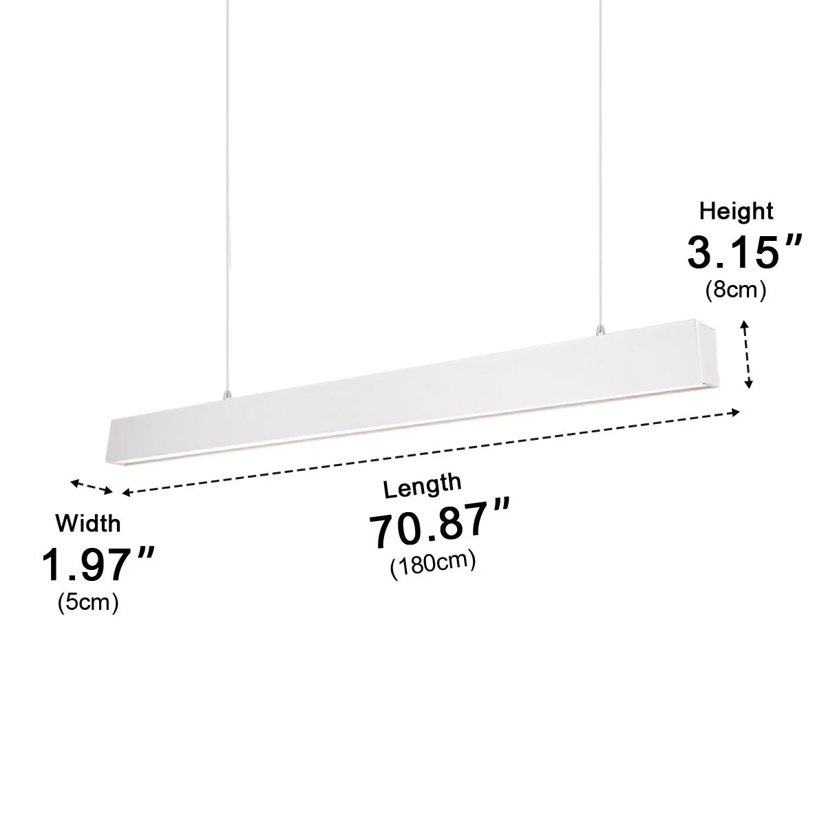 White Modern Minimalist Linear LED Long Strip Office Ceiling Pendant Lights - Image 9