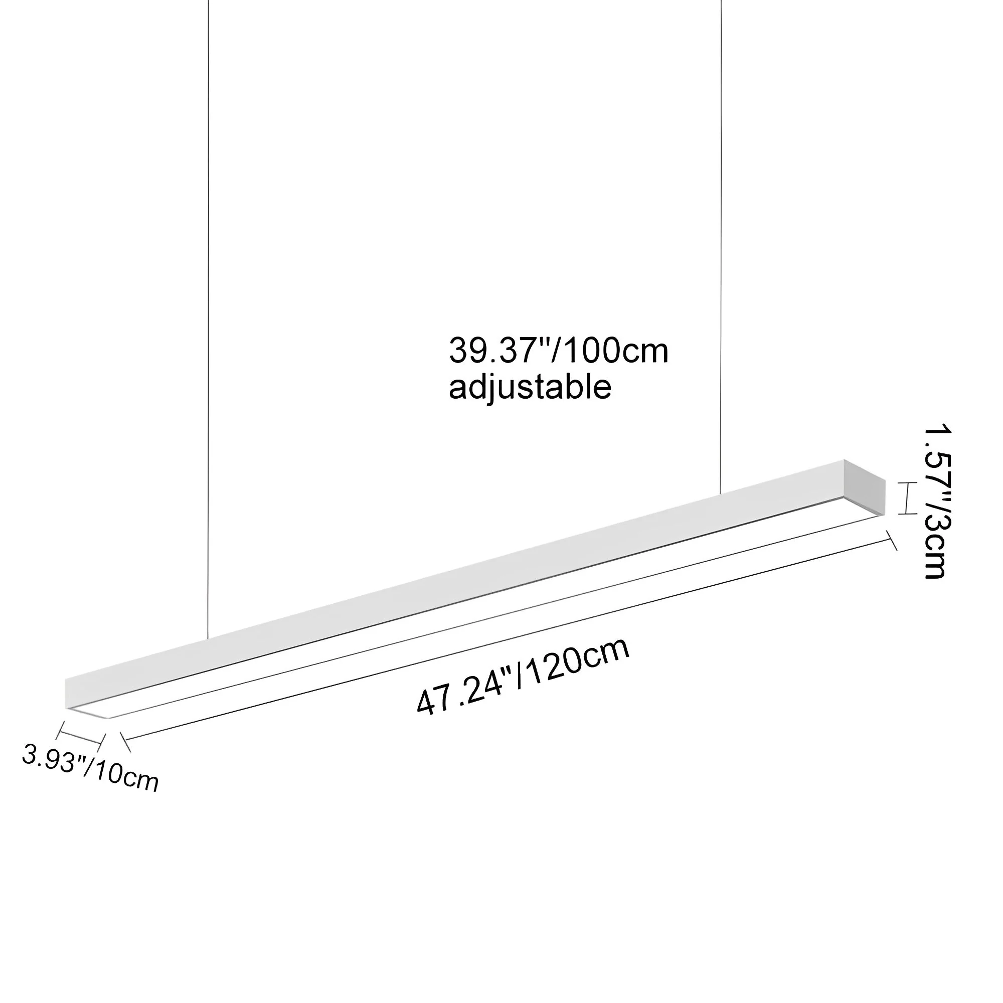 White Rectangle Strip LED Modern Recessed Hanging Linear Light - Image 10