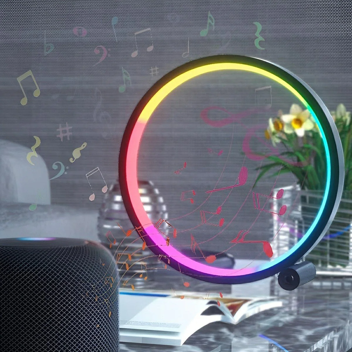 WIFI RGB Dimming Ring - Round Dynamic Ambient Night Lights Table Lamp - Image 7