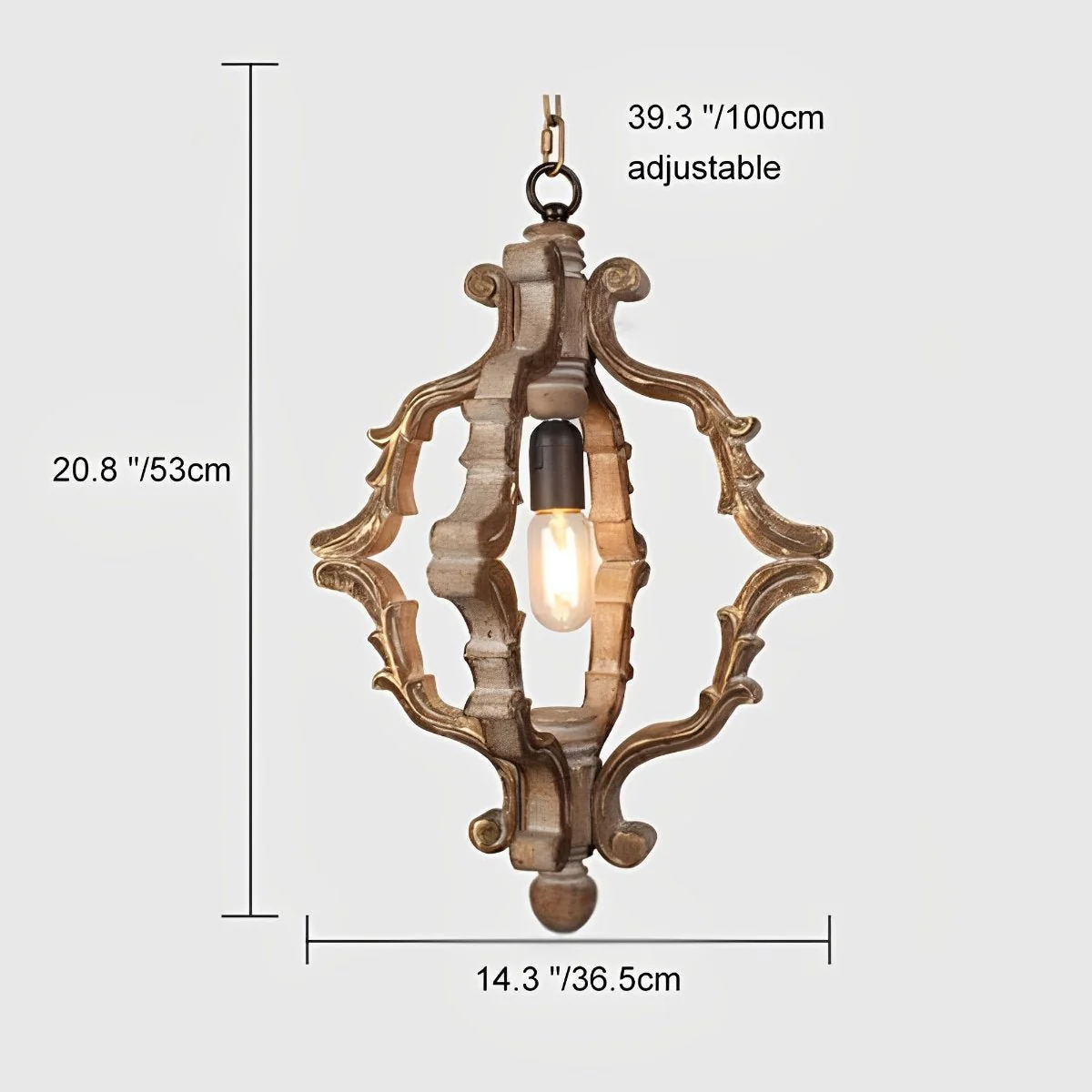 Wood Vintage Rustic Industrial Pendant Light - Image 10