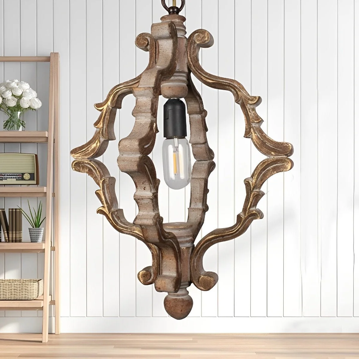 Wood Vintage Rustic Industrial Pendant Light - Image 12