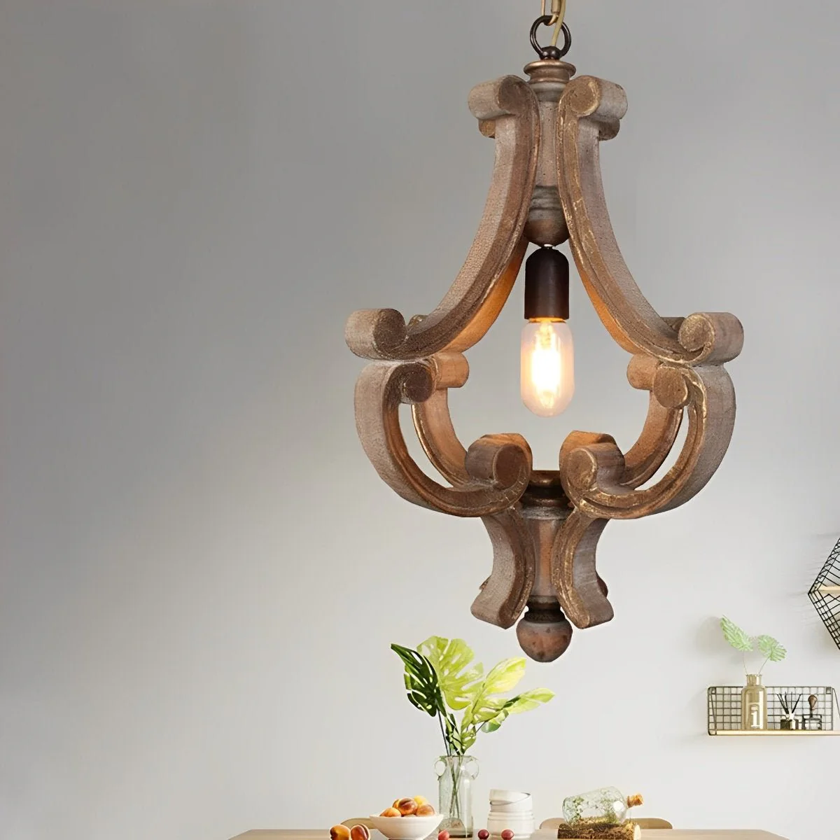 Wood Vintage Rustic Industrial Pendant Light - Image 13