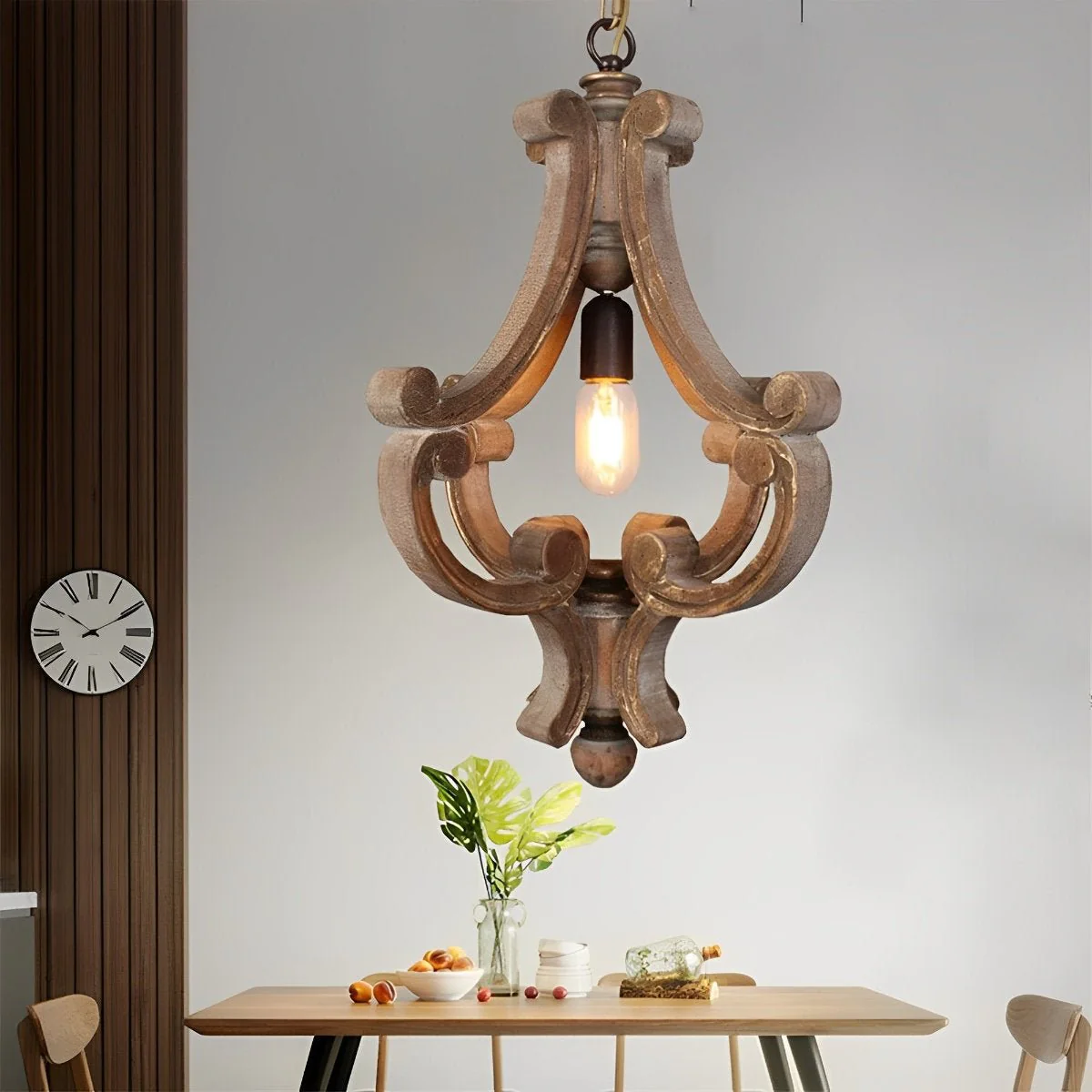 Wood Vintage Rustic Industrial Pendant Light - Image 3