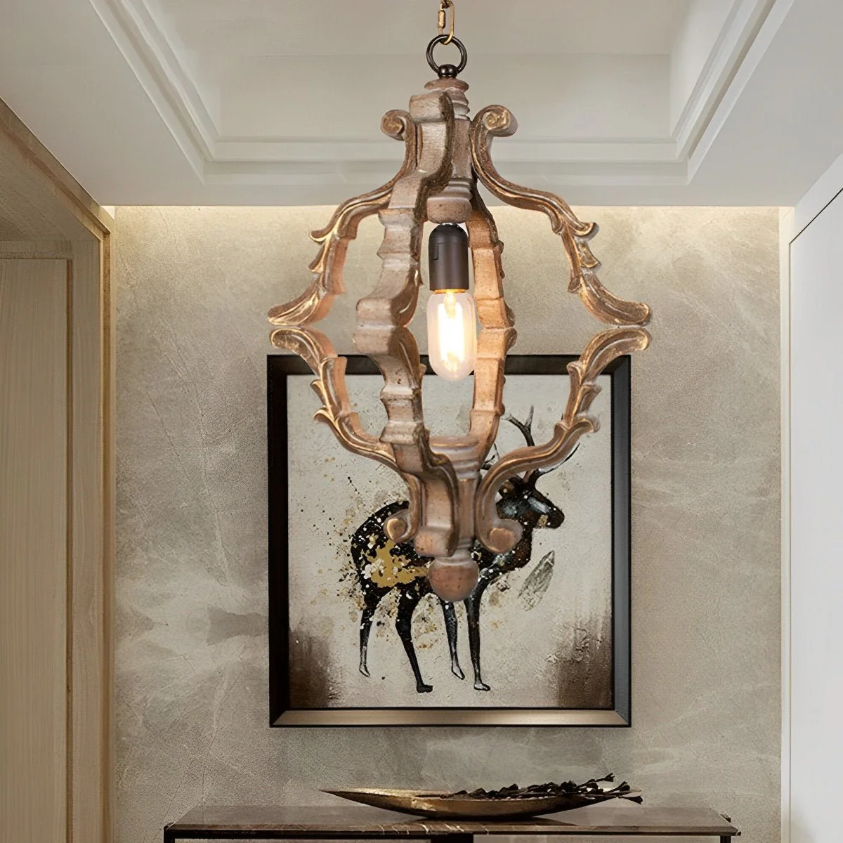 Wood Vintage Rustic Industrial Pendant Light - Image 4