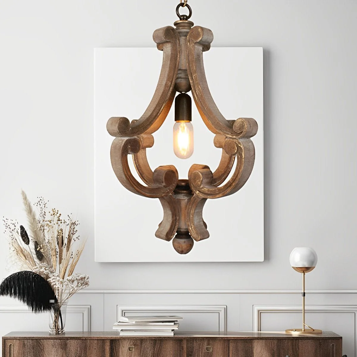 Wood Vintage Rustic Industrial Pendant Light - Image 5