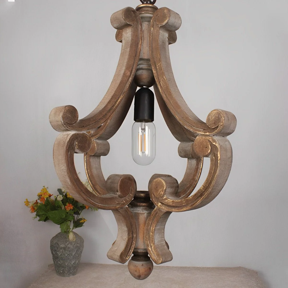 Wood Vintage Rustic Industrial Pendant Light - Image 8